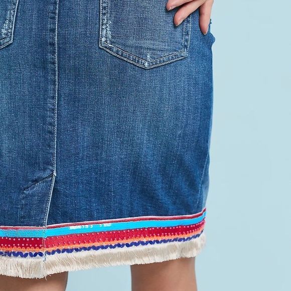 Pilcro and the Letterpress Trimmed Denim Skirt - Size 8 - Picture 8 of 12